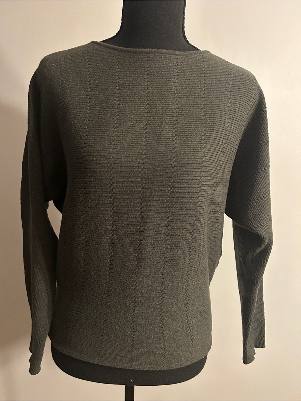 Cyrus Olive Green Textured Crew Sweater